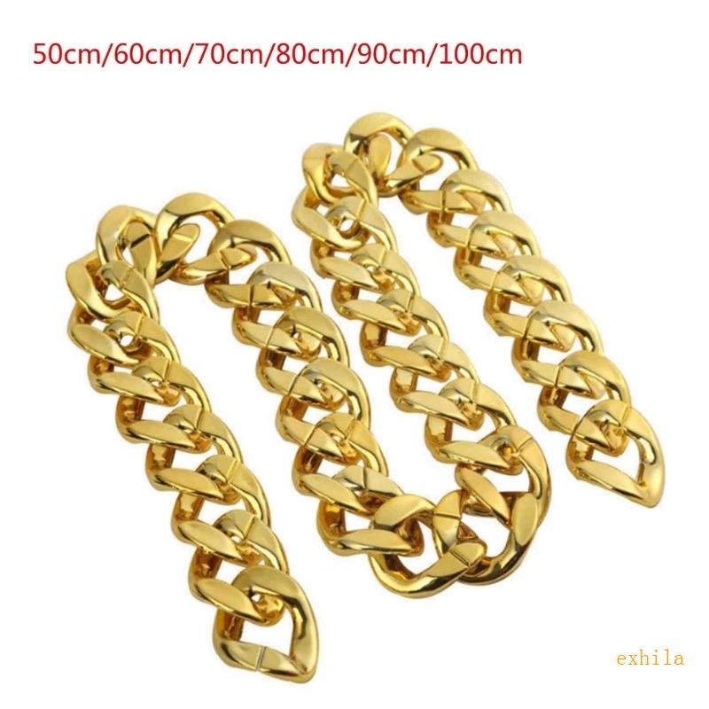 Exhila Big Chunky สร้อยคอ Rapper Fake Gold Chain 90s สร้อยคอพลาสติกทองฮิปฮอป