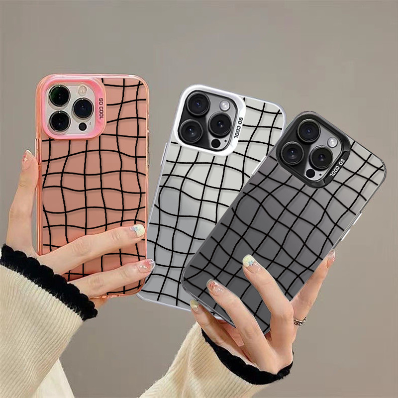 GOOD ส่งจากไทย สีดำหรูหราซิลิโคนแข็งกรณีโทรศัพท์ โบว์สีชมพู IPhone16 13 12 7Plus 14 15 11 Pro MAX X XR XS/XSMAX เส้น
