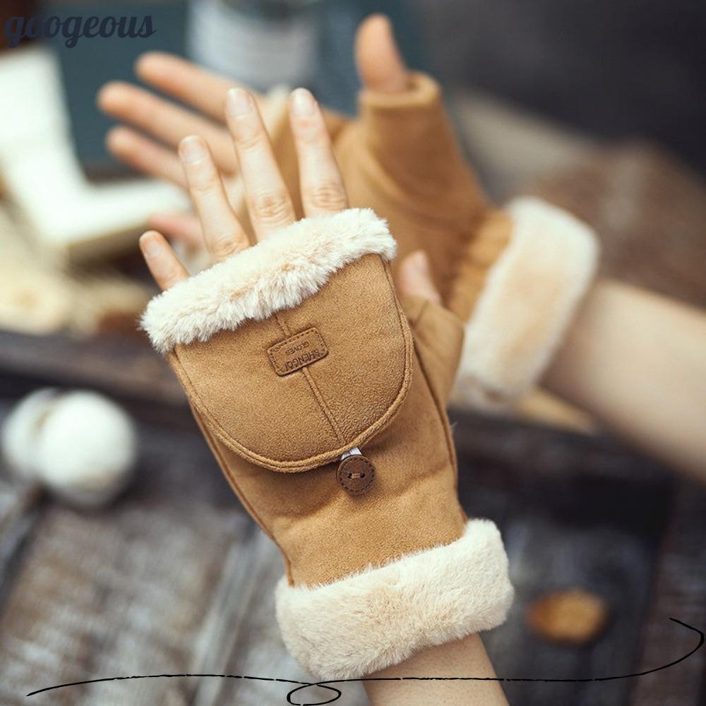 กูเกลัส ถุงมือครึ่งนิ้ว, หรูหราหนาฤดูหนาวถุงมือ,แฟชั่นให้อบอุ่นหน้าจอสัมผัสพลิกถุงมือขี่จักรยาน