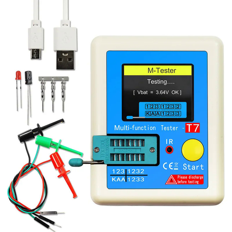 LCR-T7 New Transistor Tester TFT Diode Triode Capacitance Meter LCR ESR Meter NPN PNP MOSFET IR Mult