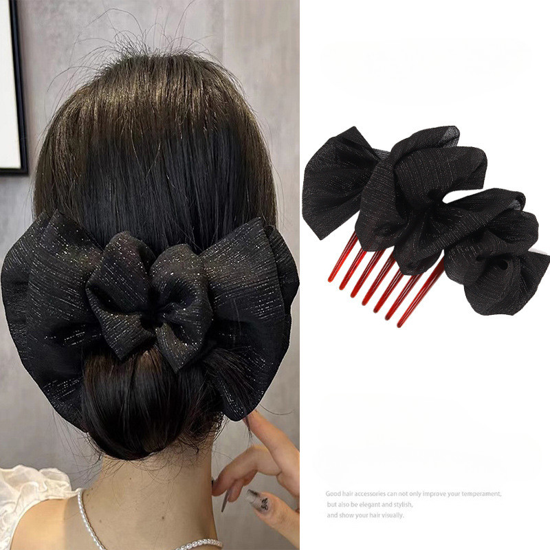 2024 High-End สีดําปุยอุปกรณ์เสริมผม Coiler ใส่หวี Headdress