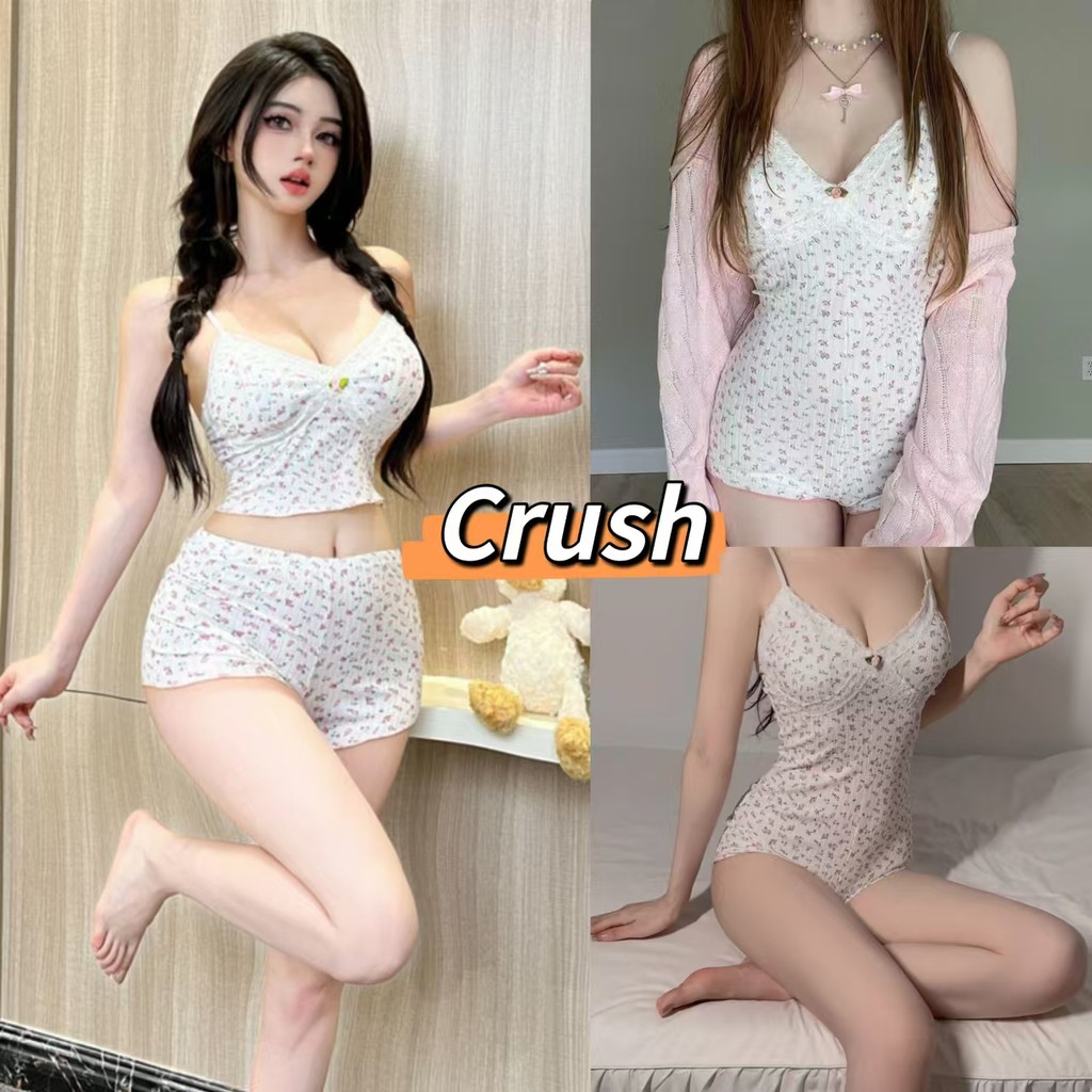 Crush ชุดบอดี้สูท & ชุดเซ็ทเสื้อสายเดี่ยว+กางเกงขนสั้น มีฟงน้ำให้ ผ้านุ่มใส่สบาย มี2แบบ พร้อมส่งจากไทย (GY1/BOY)