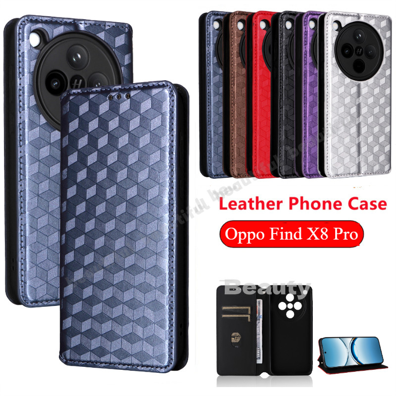 Oppo ค้นหา X 8 Pro หรูหราพลิกหนังเคสโทรศัพท์สําหรับ Oppo ค้นหา X8 Pro X8Pro X 8 Findx8pro 5G ปลอกกระเป๋าสตางค์ช่องเสียบการ์ดขาตั้งผู้ถือกันกระแทก Procect ฝาหลัง