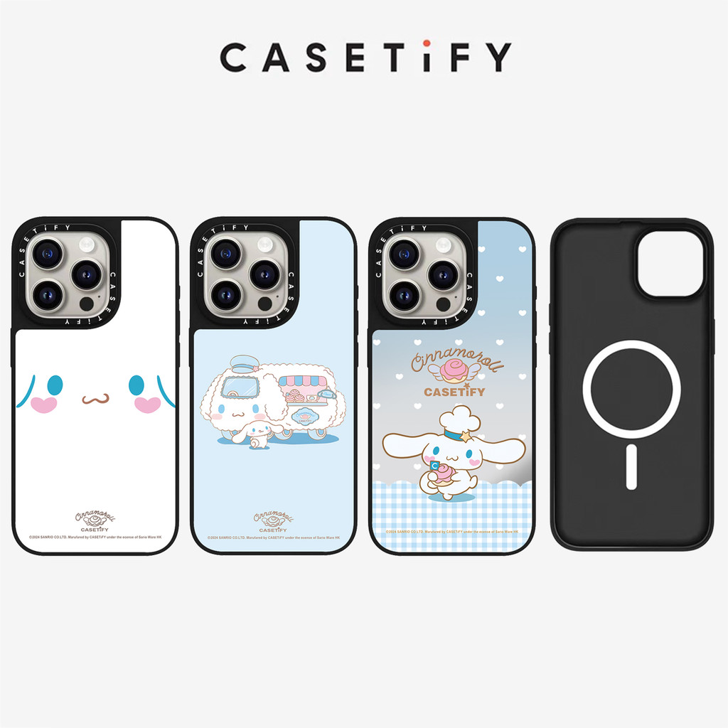 กระจกแม่เหล็กน่ารัก Cinnamoroll Hard Anti fall เคสโทรศัพท์สําหรับ iPhone 16 Pro Max 16 Plus 15 Pro Max 16 15 14 13 12 11 กรณีกันกระแทกด้านหลังอะคริลิคปลอก