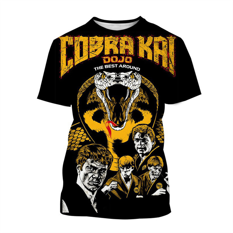 แฟชั่น Cobra Kai TV Series 3D พิมพ์ T เสื้อสําหรับชายสบายๆ O-คอแขนสั้นเสื้อ Hip Hop แนวโน้ม Harajuku