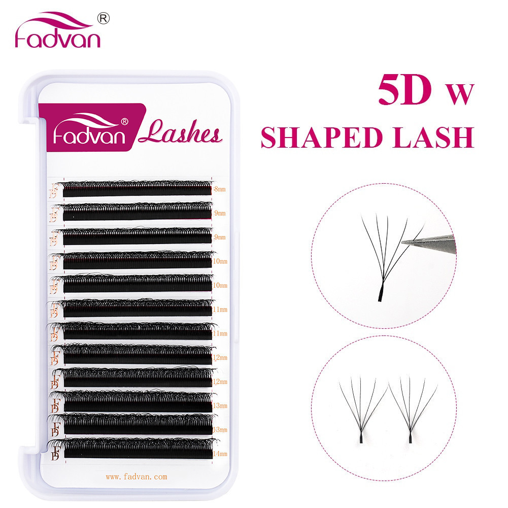 Fadvan Eyelashes พับรุ่น L-curl YY 3D 4D 5D 6D-Extensions ด้วยเส้นใยเท็จธรรมชาติและปริมาณเดียว