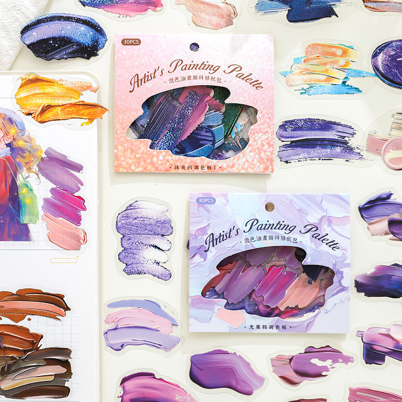 Qouzmo 30 ชิ้น/แพ็ค PET vintage เรือสําเภาภาพตัดปะ [Artists Palette Series]diy สมุดภาพไดอารี่ deco สติกเกอร์ carft เครื่องเขียน