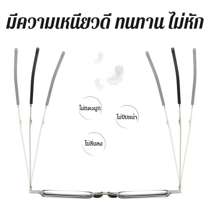 HD กันแสงสีฟ้า แว่นสายตายาวแบบพับได้ น้ำหนักเบาแว่นตาสแตนเลส Folding Stainless steel reading glasses - รูปที่ 3