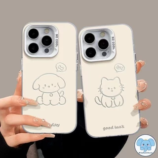 น่ารักลูกสุนัขลูกแมวคู่รักเข้ากันได้เคสไอโฟน 16 17 air 11 13 15 7 Plus 12 14 Pro Max XR X XS Max 16 7 14 8 Plus SE 2020