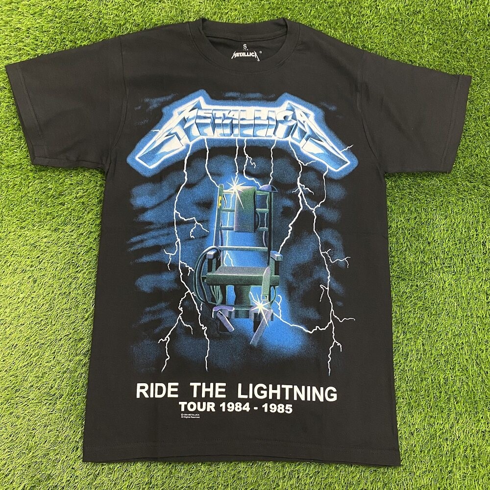 ฮาโลวีนผ้าฝ้ายพรีเมี่ยม 100% Metallica Official Ride The Lightning Tour 1984-1985 Limited Edition Ro