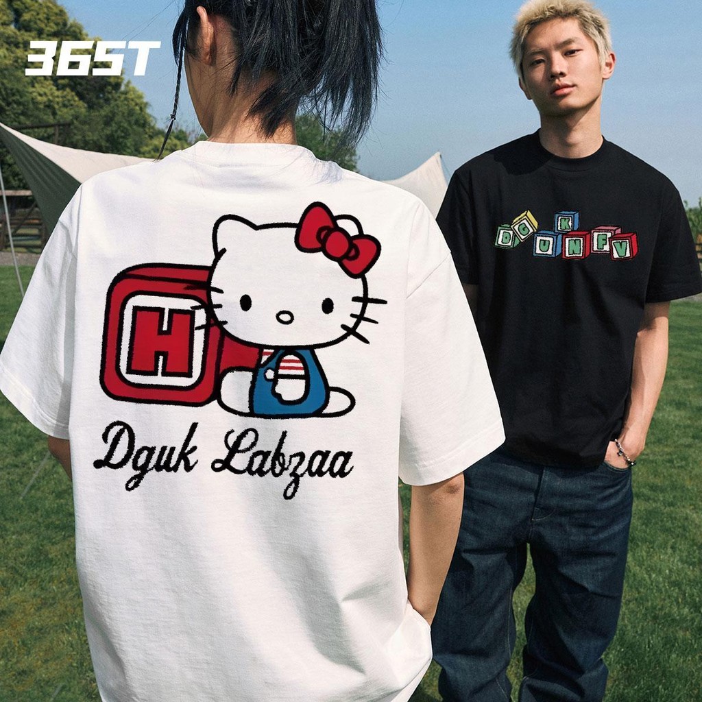 เสื้อยืดคู่รักชายหญิง แขนสั้นคอกลม เสื้อโอเวอร์ไซส์ผู้หญิง สไตร์เกาหลี สกรีนลายวินเทจ