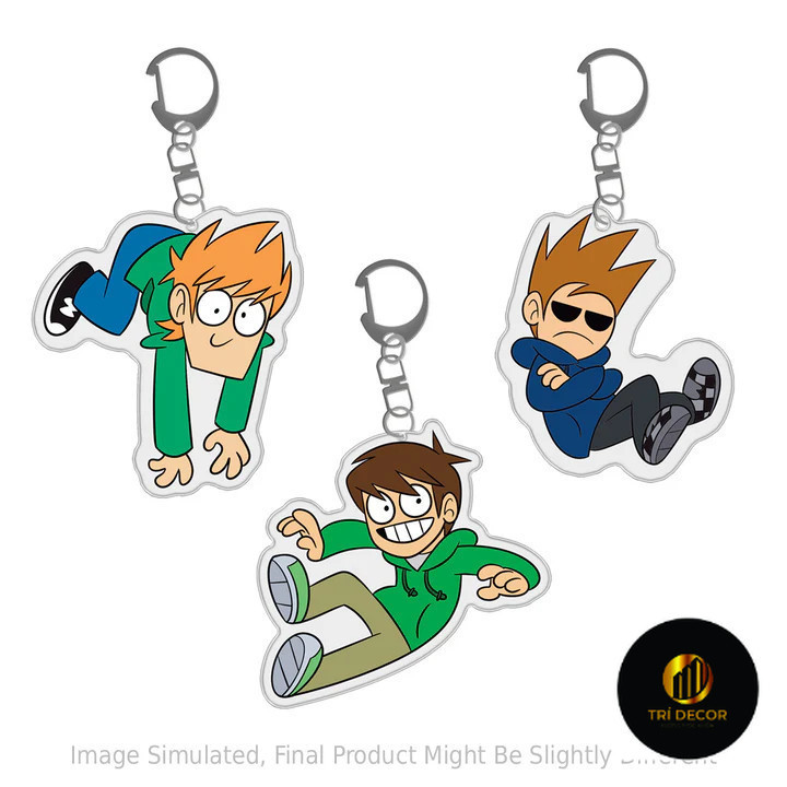 Matt อะนิเมะพวงกุญแจผู้หญิง Eddsworld 3 แพ็คพวงกุญแจผู้ชายอะคริลิคพวงกุญแจรถจี้ญี่ปุ่น Cos