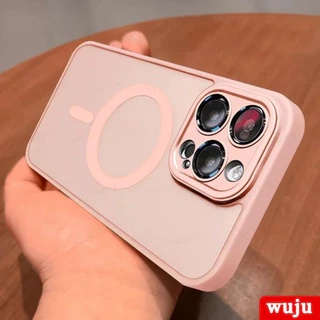 Wuju Luxury Matte Magnetic Wireless Charging Case สําหรับ iPhone 17 16 15 14 13 12 11 Pro Max Plus Air กันกระแทกเคสโทรศัพท์ฝาครอบ