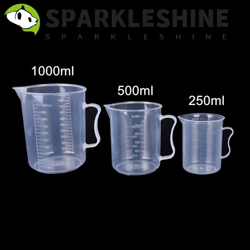 Sparkleshine เหยือกตวง เครื่องมือวัดเคมี กระบอกตวงแบบใช้ซ้ําได้พลาสติกใสขนาด 300/500/1000/ มล