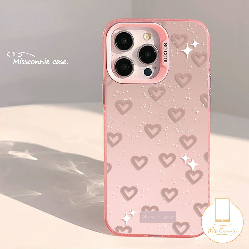 แฟชั่นเงาstar Bubble Love Heart Soft Tpuเคสโทรศัพท์สําหรับIPhone XR 15 16 11 14 13 12 Pro Max X 7Plus XS Max 14 7 15 8 16 Plus SE 2020 หรูหราชุบโลหะฝาครอบเลนส์