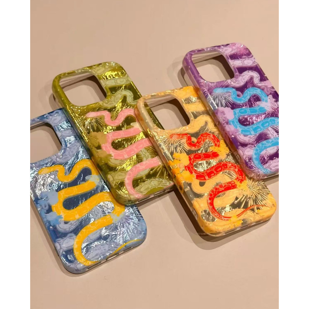 Purple Lucky Snake Case 11 12 13 Promax 14 15 plus 16 Pro Phone Case