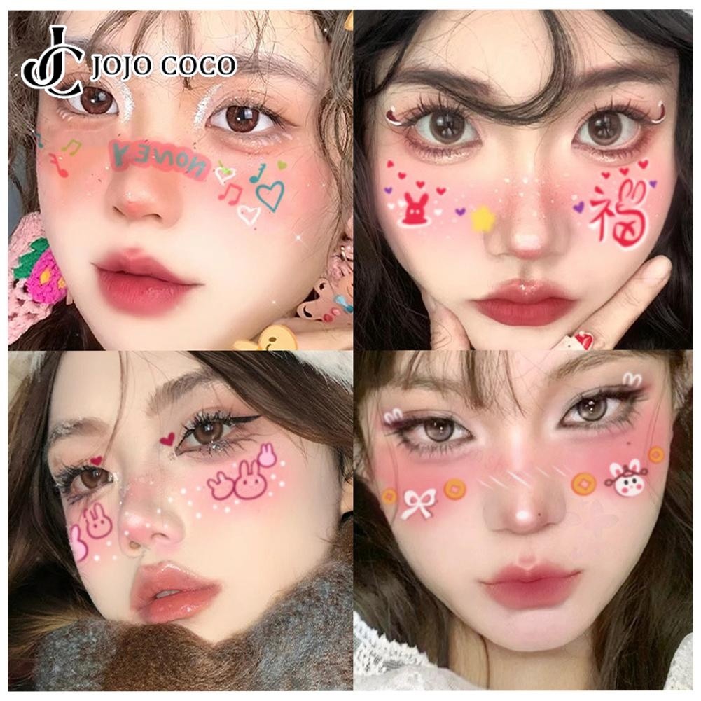 โจโจ้ โกโก้ สติกเกอร์ลายคริสต์มาส โบว์น่ารัก สําหรับตกแต่งหน้าชั่วคราว