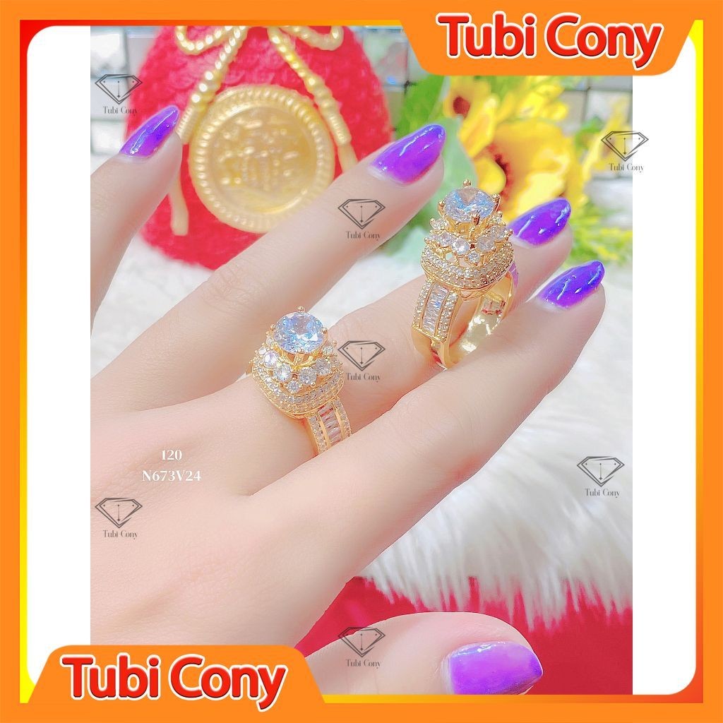 แหวนผู้หญิงเคลือบทองหิน CZ N673