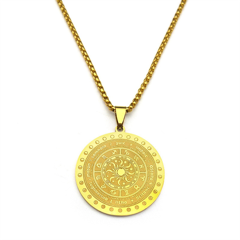 [RSQ] สร้อยคอสแตนเลส Moon Phase Sun Star แฟชั่นจี้ที่ไม่ซ้ํากัน