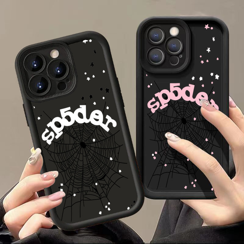 สําหรับiphone 16 15 14 13 12 11 Pro Max 16eสําหรับiPhone XS Max X XR 8 7 Plus SE2020 2022 Spider Web Starรูปแบบซิลิคอนอ่อนมุมตากันกระแทก