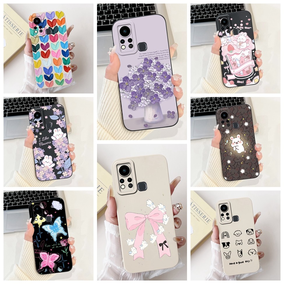 Infinix Hot11s X6812 X6812B เคสโทรศัพท์ Infinix Hot 11s กรณีกันกระแทกแมวน่ารัก Panda กระต่ายแฟชั่นดอกไม้รัก