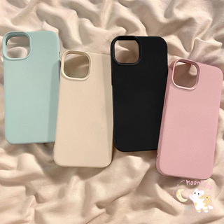 สีทึบ เคสไอโฟนXR สำหรับ IPhone 12 11 15 13 7 16 14 Pro Max XR XS X 7Plus 8Plus Max 16 7 8 Plus SE เชลล์นุ่ม Cowhide
