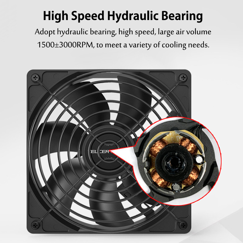 Teucer FS3000 พัดลมระบายความร้อน 1500-3000RPM 12V พัดลมคอมพิวเตอร์ปริมาณลมขนาดใหญ่เกรดอุตสาหกรรมพร้อมตะแกรงโลหะ