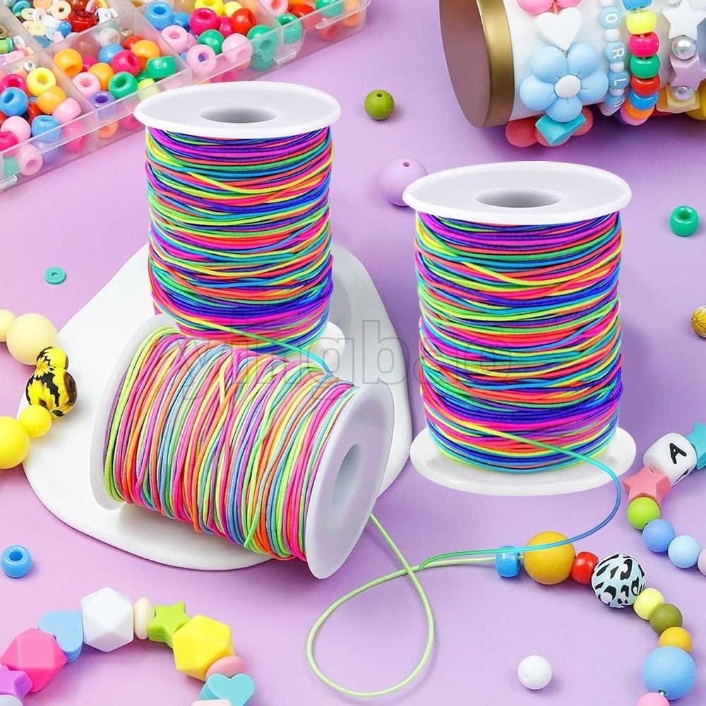 สายสร้อยข้อมือ 50 เมตร 1 มม. สายสตริงสีรุ้งที่ทนทานสําหรับการทําเครื่องประดับ สร้อยคอ ประดับด้วยลูกปัด และงานฝีมือ