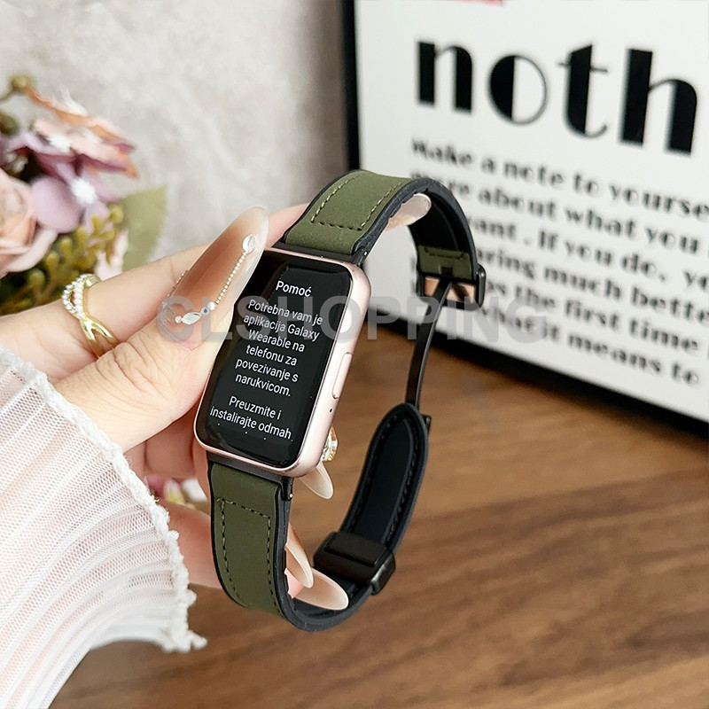 หัวเข็มขัดแม่เหล็กสายหนังแท้สําหรับ Samsung Galaxy Fit3 20 มม.22 มม.นาฬิกาสมาร์ท Galaxy Watch 7 6 5 