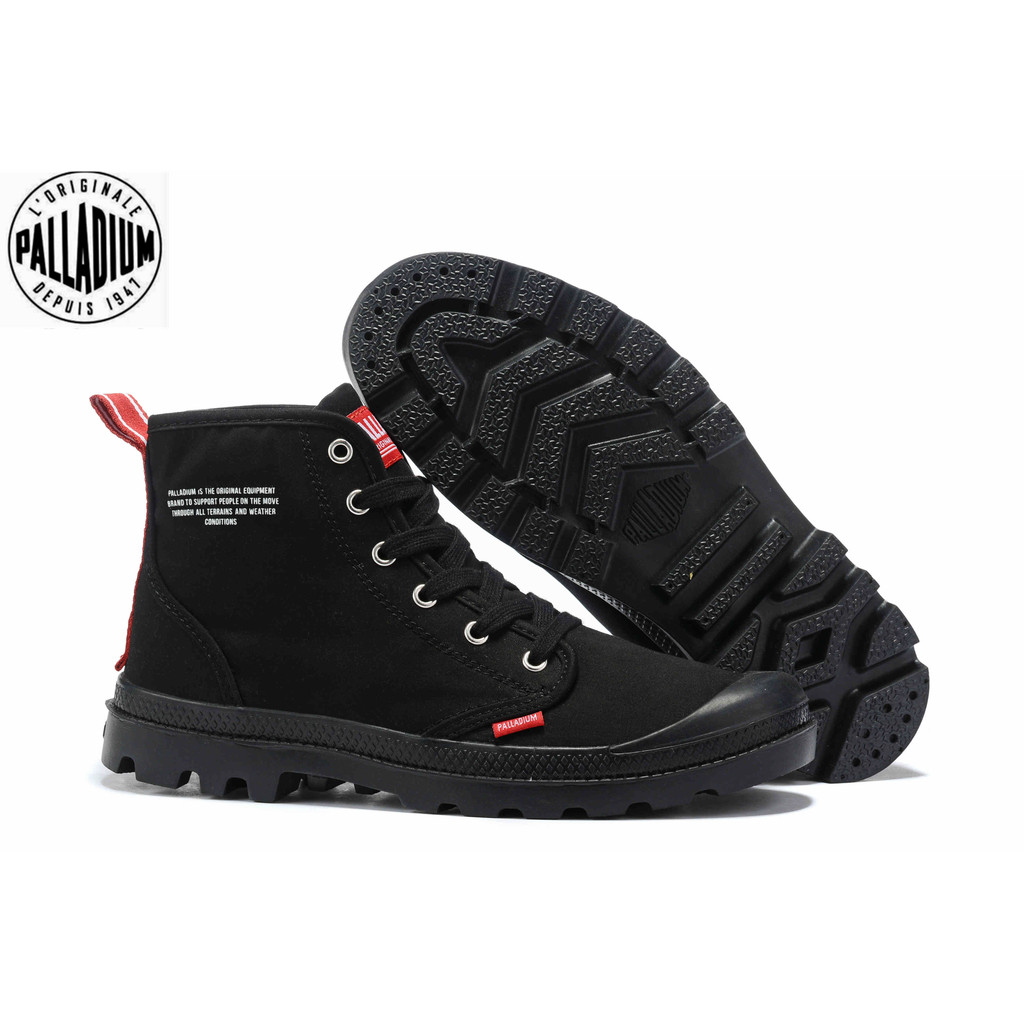 ของแท้ 100% PALLADIUM Black Martin Boots รองเท้าผ้าใบริบบิ้นสําหรับบุรุษและสตรี 35-45