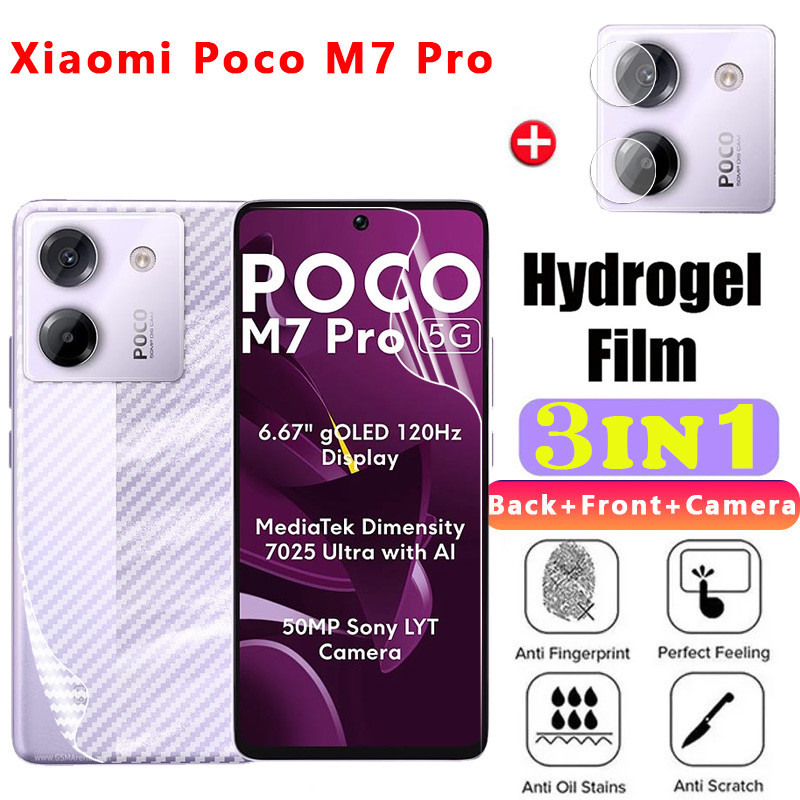 สําหรับ Xiaomi Poco M7 Pro 5G 2025 ฟิล์มไฮโดรเจลป้องกันหน้าจอนุ่มกล้องเลนส์ฝาครอบฟิล์มใสบน Mi POCOM7