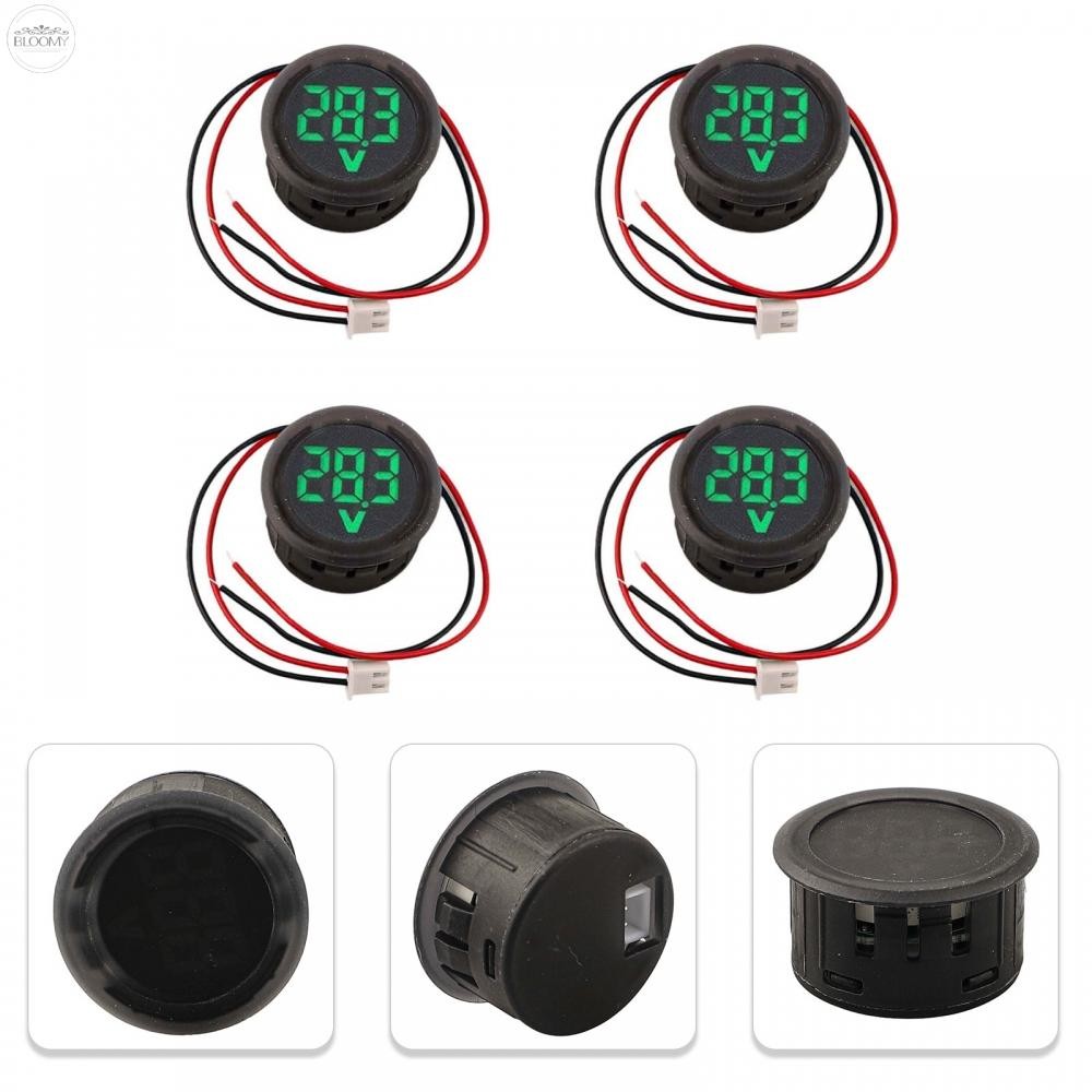 <BLOOMY>4 Pieces Compact LED Display Voltage Meter DC Range from 4 to 100 Volts❀