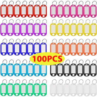 100 ชิ้น พวงกุญแจพลาสติก ป้ายแท็ก ID ป้ายชื่อ แหวนแยก
