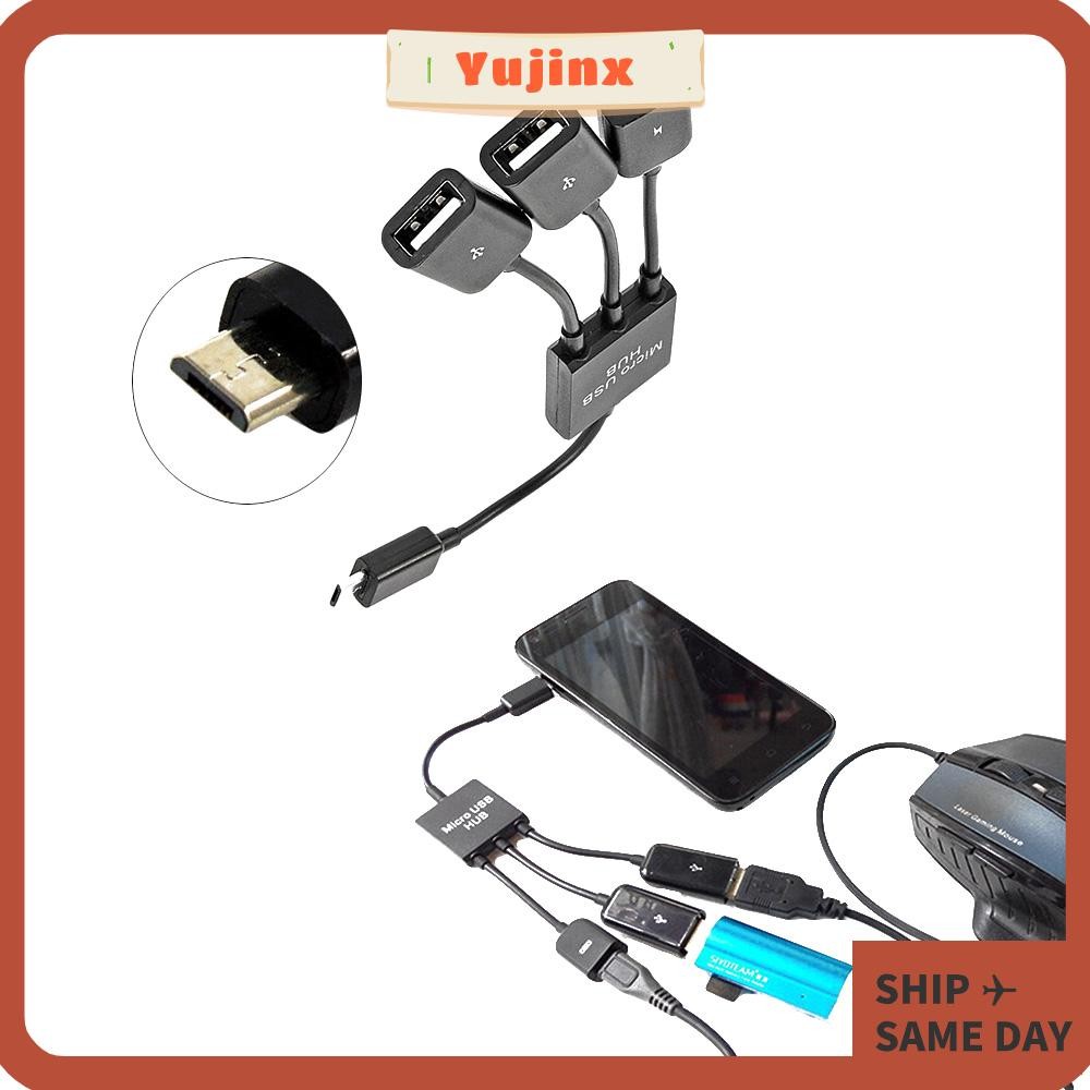 Yujinx OTG สายเคเบิลอะแดปเตอร์คีย์บอร์ดกล้องดิจิตอลโทรศัพท์มือถือ 3 In1 Converter