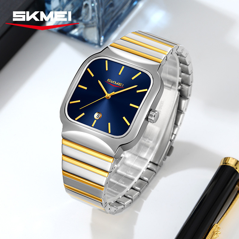 Skmei 9301 กันน้ําแฟชั่น High-End Square Steel Band นาฬิกาควอตซ์คู่พร้อมสต็อก