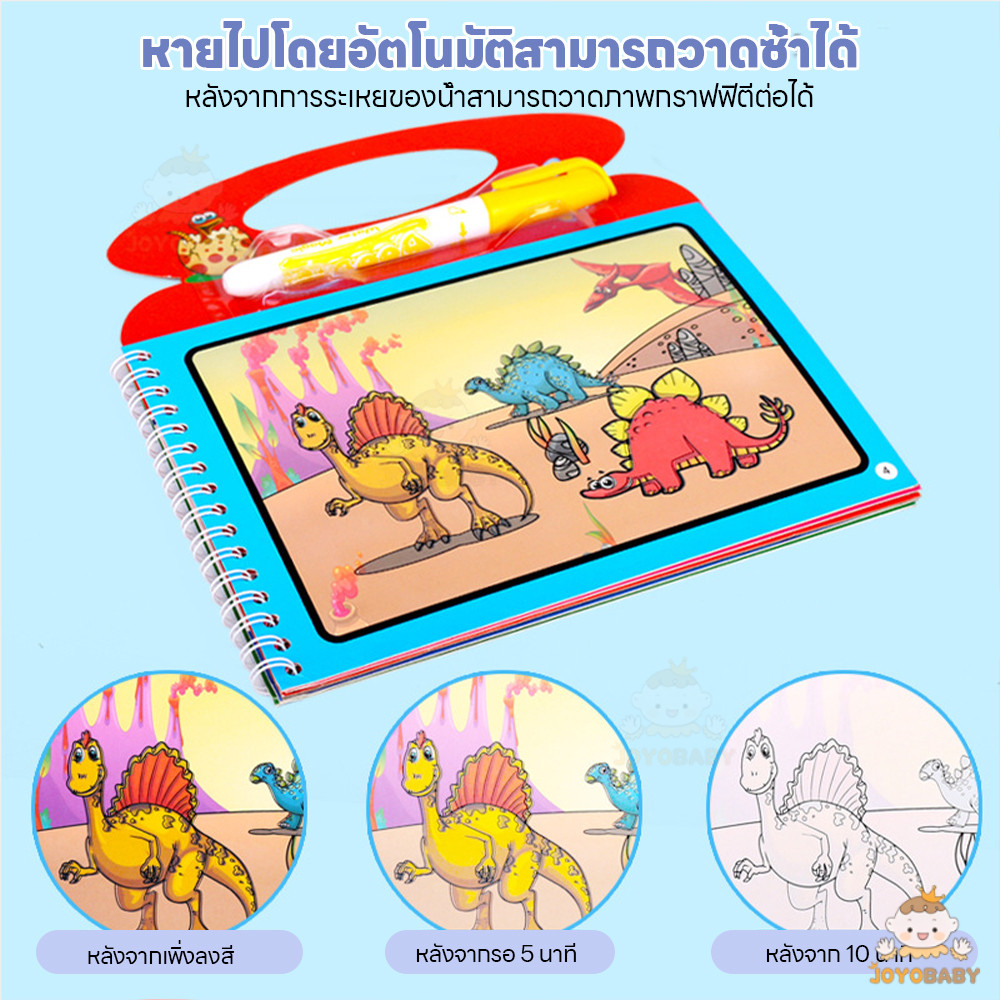 JOYOBABY หนังสือเด็ก จดจำสีและสัตว์ต่างๆ Magic Water Book สมุดระบายสี ของเล่นการศึกษา ใช้ซ้ำได้ - รูปที่ 3