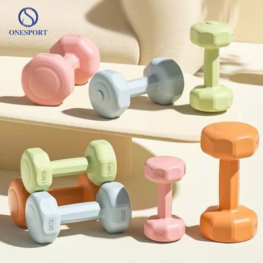 Gym Dumbbells ดัมเบลคอนกรีตเคลือบพลาสติก 1-3KG - กีฬาหนึ่งอัน