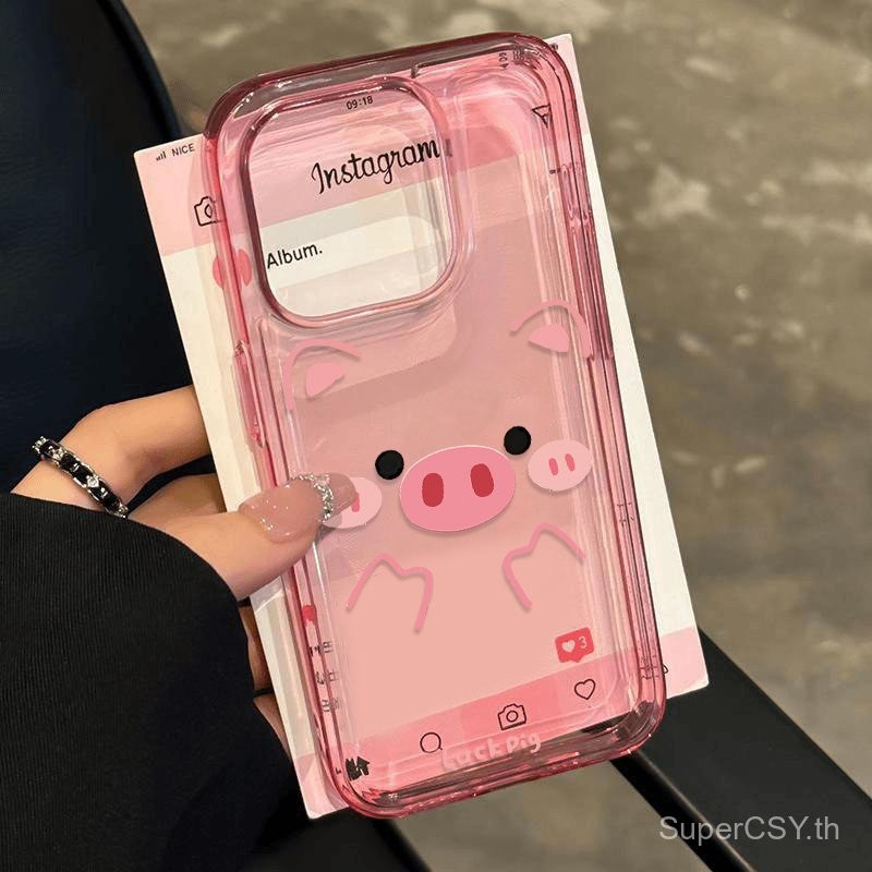 เคสโทรศัพท์ที่เข้ากันได้กับ iPhone 7 8 X XS XR XSMAX 11 12 13 14 15 16 Pro Max Plus เคสนุ่มกันกระแทกแบบเต็มรูปแบบ Emoji หมูน่ารัก VH13