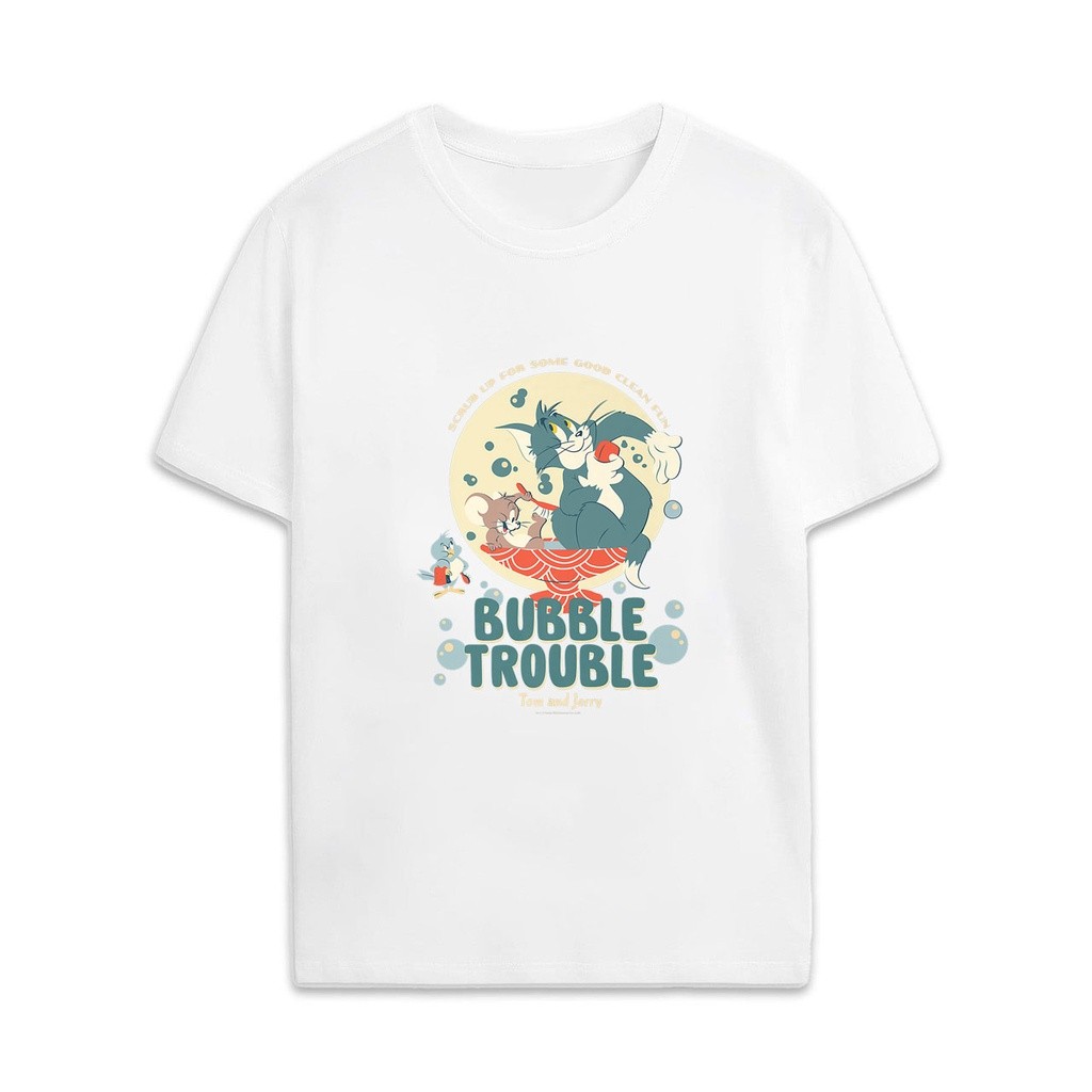 เสื้อยืดแขนสั้นคุณภาพน่ารักพร้อมภาพภาพยนตร์ Tom and Jerry sll S-5XL เสื้อยืดคอตตอน