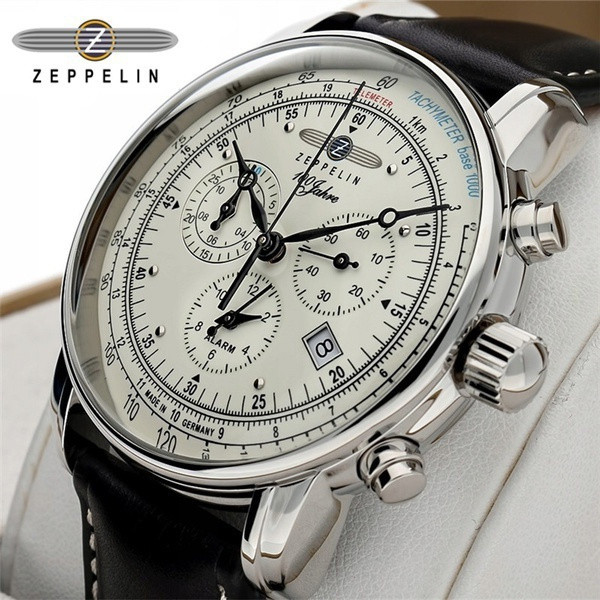 Zeppelin 100th Anniversary Mens Commemorative Watch สายหนังนาฬิกาควอทซ์มัลติฟังก์ชั่น