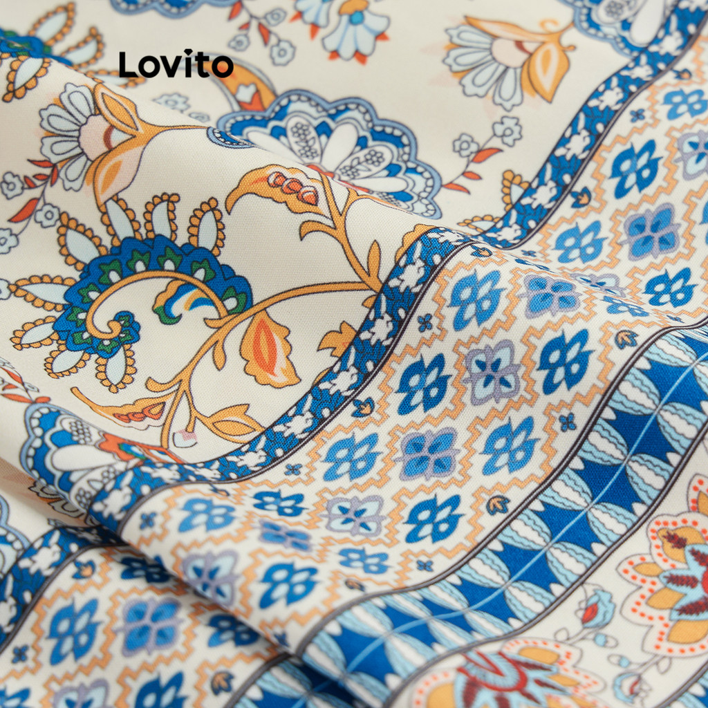 Lovito กระโปรงลายชนเผ่าสีบล็อกลำลองสำหรับผู้หญิง L109MD702