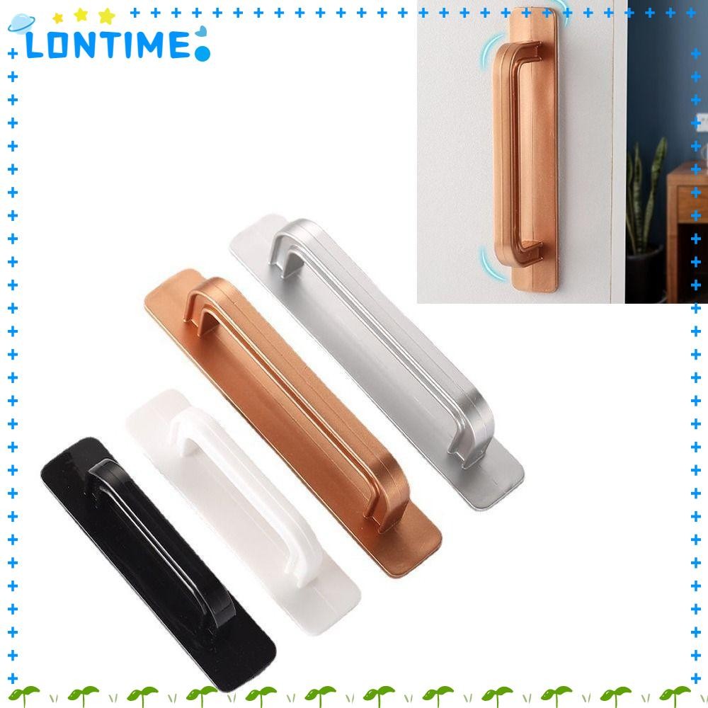 LONTIME ที่เก็บที่จับตู้เสื้อผ้า, ที่จับลิ้นชักวางแบบมีกาวในตัว, มือจับประตูพลาสติกทนทานอเนกประสงค์ประตูบานเลื่อน