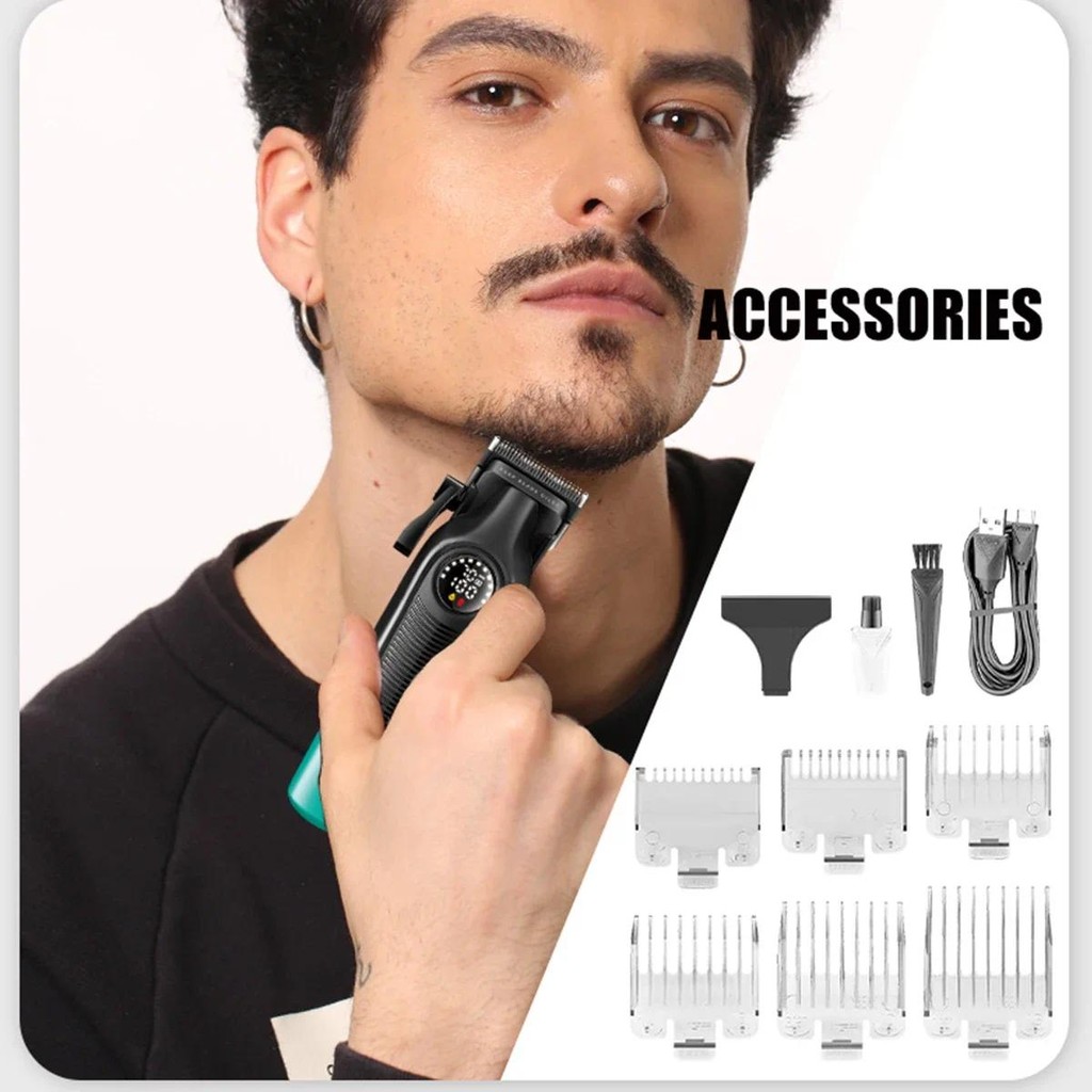 VGR V196 ปัตตาเลี่ยนผมสําหรับผู้ชายที่มีใบมีด DLC 7000RPM จอแสดงผล LED ร้านตัดผมมืออาชีพเครื่องตัดผมไร้สาย - รูปที่ 4