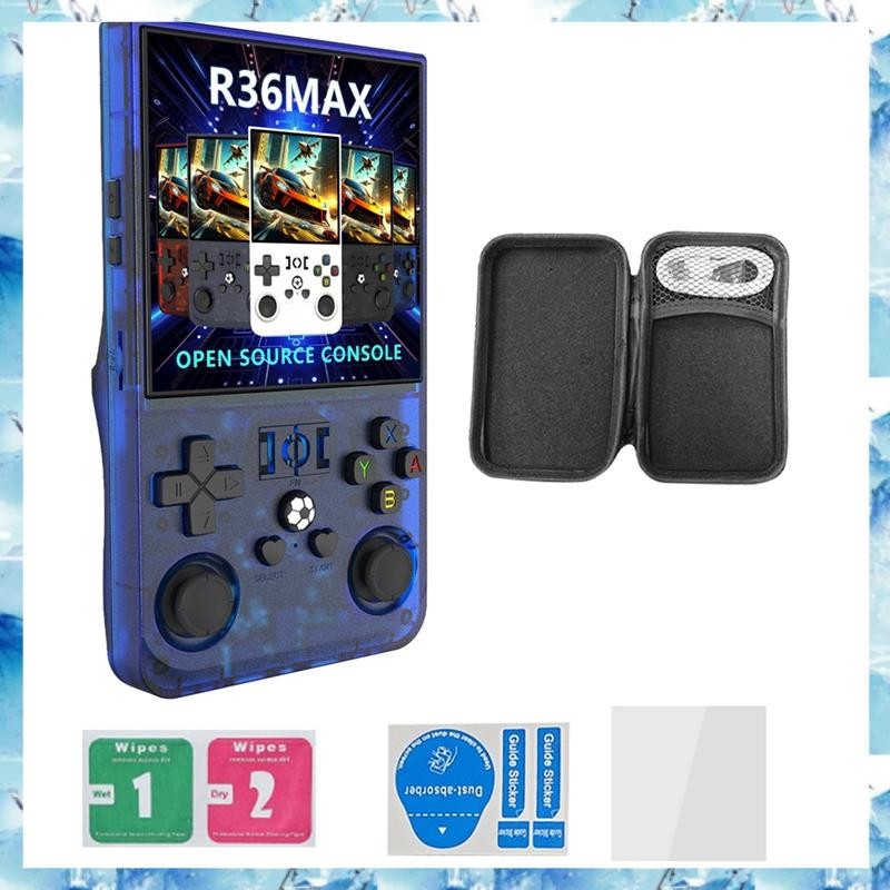 [ ] R36MAX คอนโซลเกมมือถือย้อนยุค 128GB 4.0 นิ้วหน้าจอ IPS เครื่องเล่นวิดีโอกระเป๋าแบบพกพารองรับ 30 