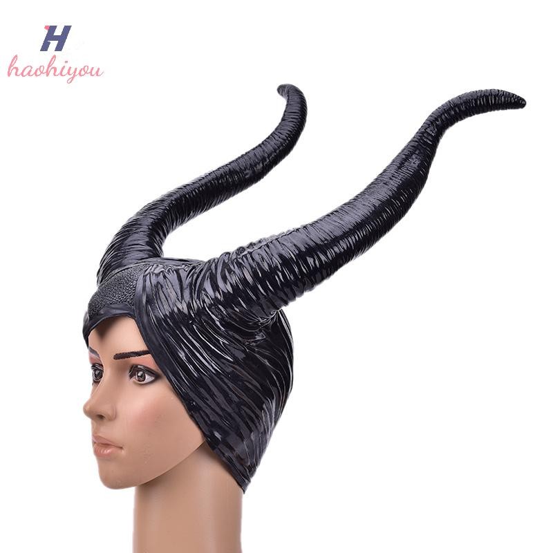 <haohiyou> หมวกฮาโลวีน Horns คอสเพลย์ Maleficent Evil Queen Headpiece Headwear เครื่องแต่งกาย