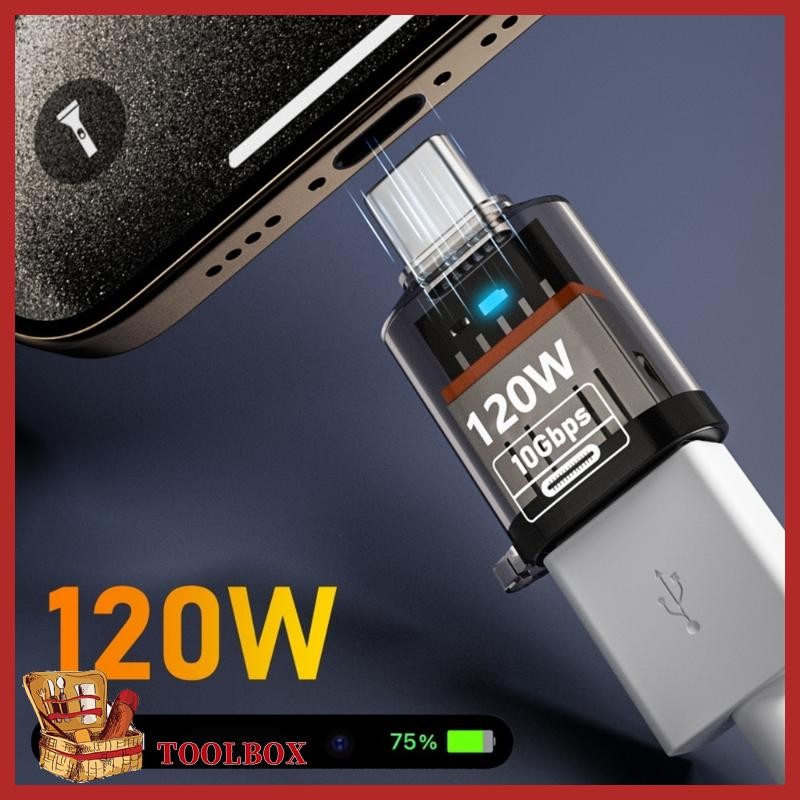TOOLBOX Type-C ชายไปยัง USB A หญิงแปลงสนับสนุน PD 120W การถ่ายโอนข้อมูลการชาร์จ USB C Extender ตัวบ่งชี้ OTG A