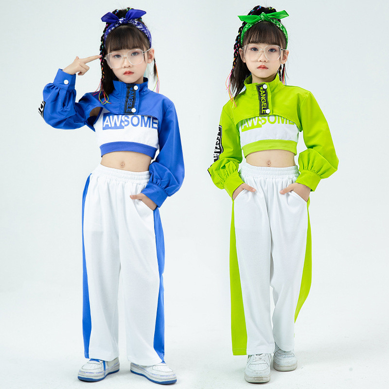 สาวฮิปฮอปพืชแจ็คเก็ตแข็งกางเกงคาร์โก้เสื้อผ้าชุดเด็กแจ๊สเสื้อยืดถนนเต้นรําคมชัด นักวิ่งจ๊อกกิ้ง เด็ก สตรีทแวร์ ชุด
