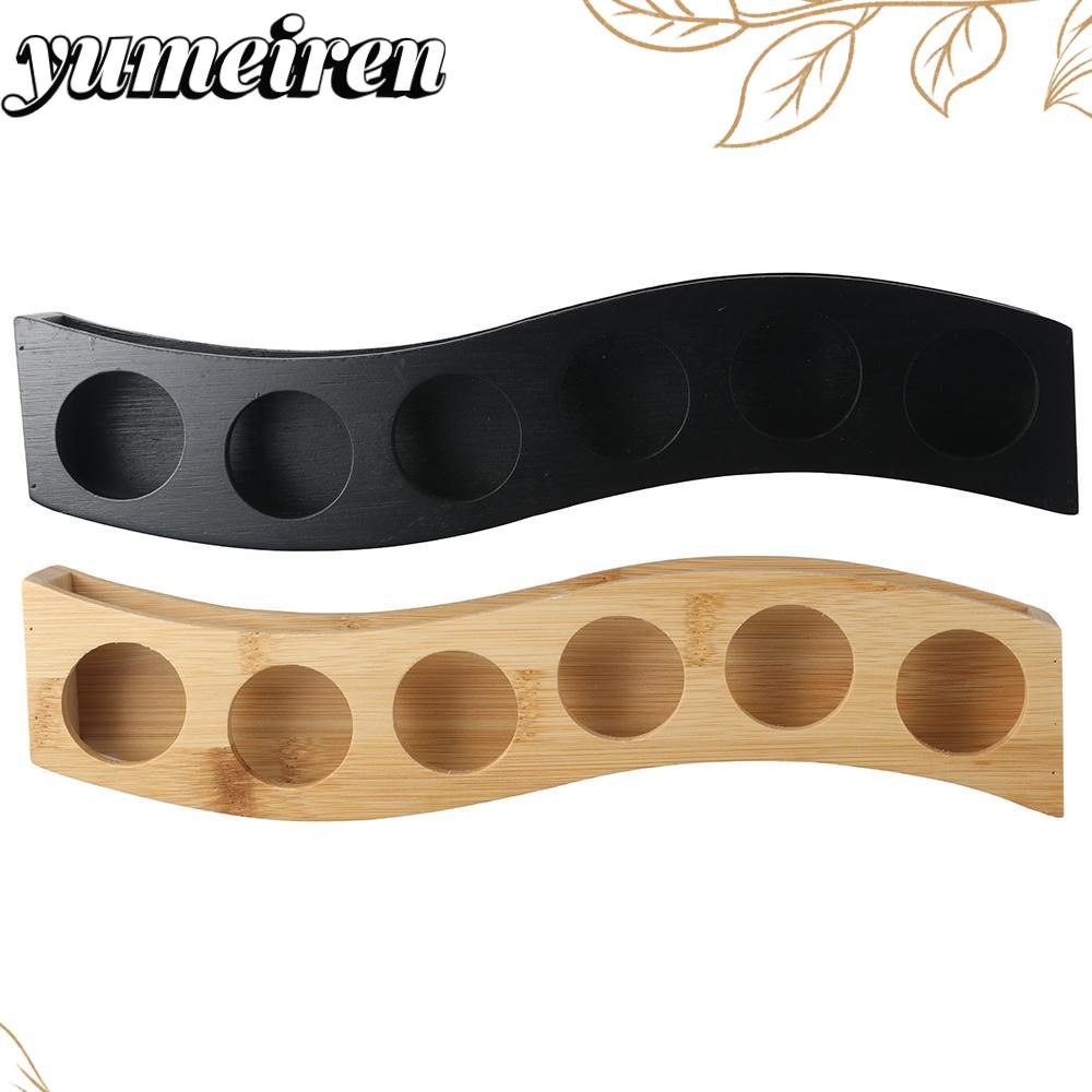 YUMEIREN Shot Glass Holder, 6 Slots Bamboo Shot Glass Tray, Practical อเนกประสงค์ใช้งานง่าย Shot Gla