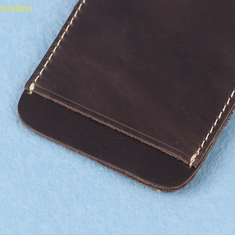 [cxSZDOLL] Thin Leather Money Clip Mini Wallet Men Credit Card Slot Slim Bills Metal Cash Clamp For Man Small Billfold Holder DOM