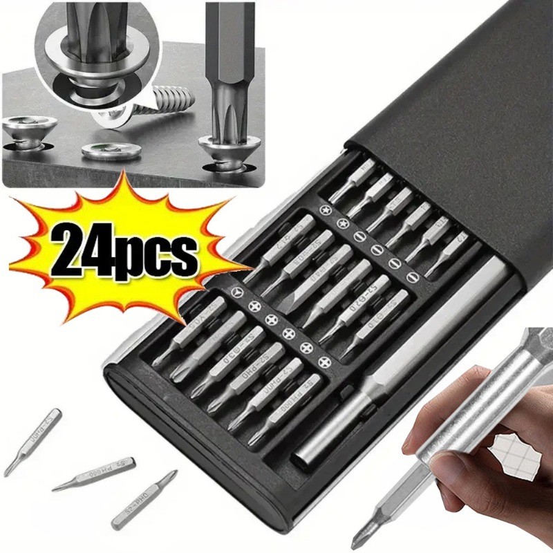 ชุดไขควงแม่เหล็ก 24-in-1 - ชุดซ่อมเหล็กคาร์บอนมืออาชีพพร้อมบิต T/Torx/Y, เครื่องมือบํารุงรักษามัลติฟังก์ชั่นสําหรับโทรศัพท์มือถือ, PC, ซ่อมนาฬิกา